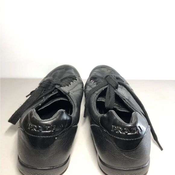 Prada Black Leather Lace Up Casual Low Top Sneaker Shoes Men’s Sz 10.5M US/44EU - Picture 10 of 14